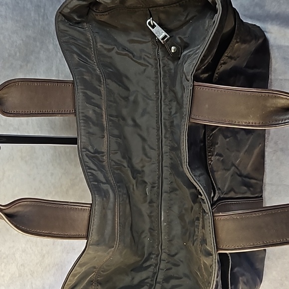 Hermès Brown Nylon Leather Strap Silver Tote Weekender Shoulder Bag Duffle Purse - Picture 6 of 12